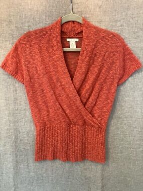 Y2K Tweeds Sweater Top in Peachy Red, Size M